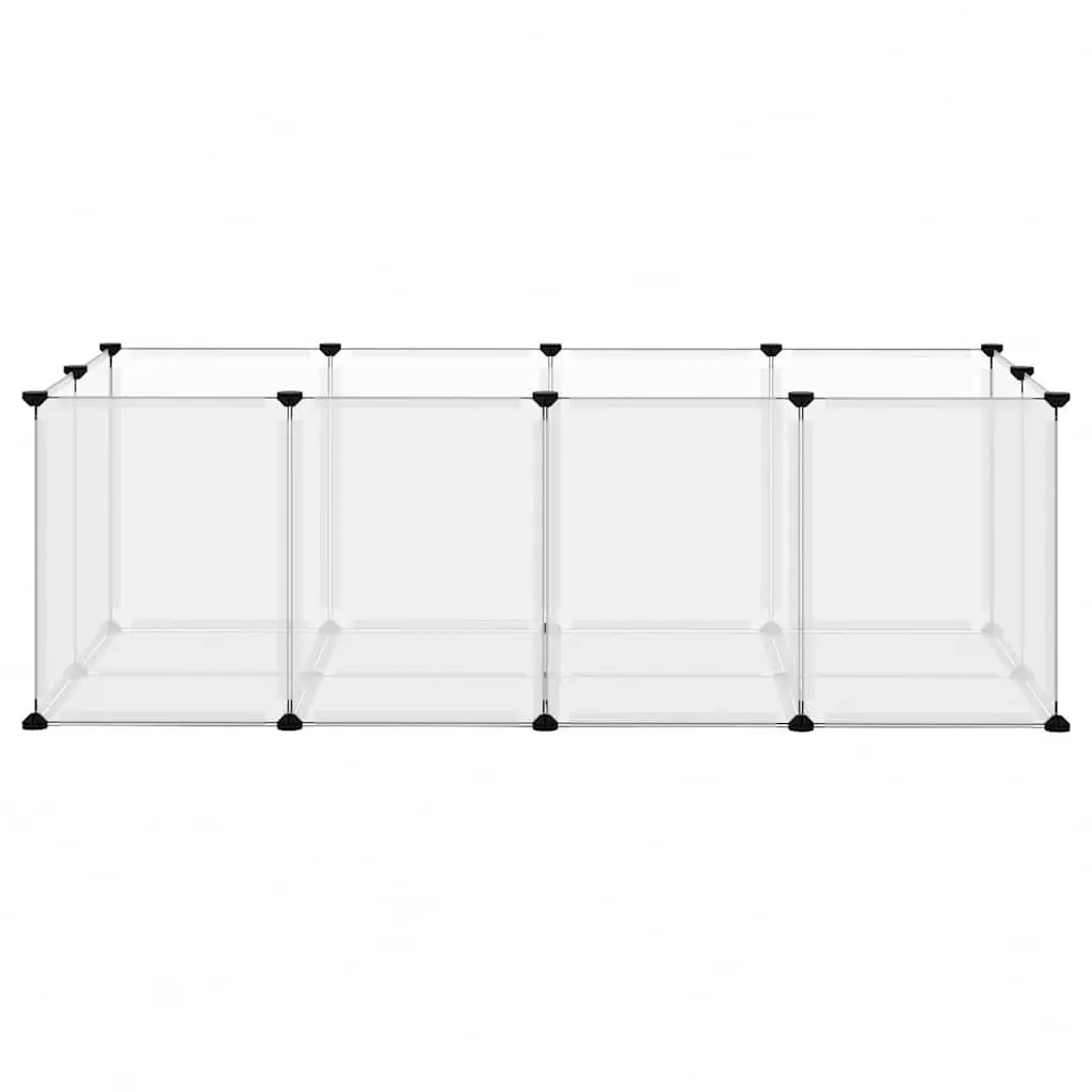 Small Animal Cage Enclosure Play Pen 144 x 74 x 46.5 cm Transparent PP Plastic Steel Frame