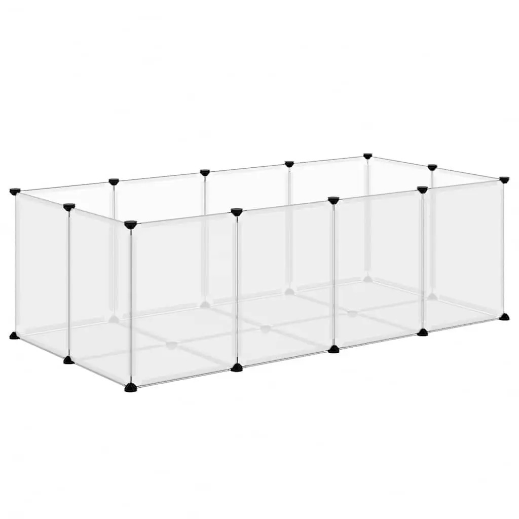 Small Animal Cage Enclosure Play Pen 144 x 74 x 46.5 cm Transparent PP Plastic Steel Frame