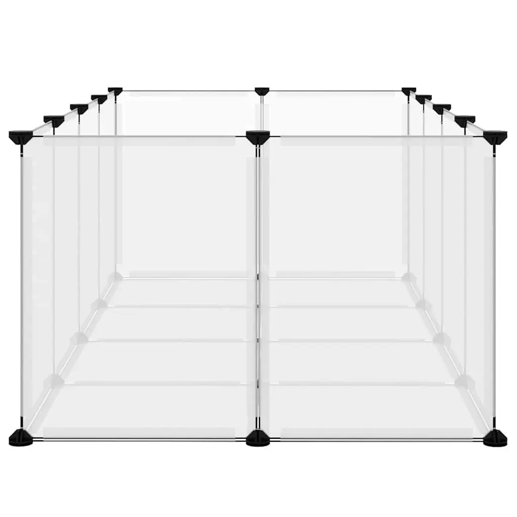 Small Animal Cage Enclosure Play Pen 144 x 74 x 46.5 cm Transparent PP Plastic Steel Frame