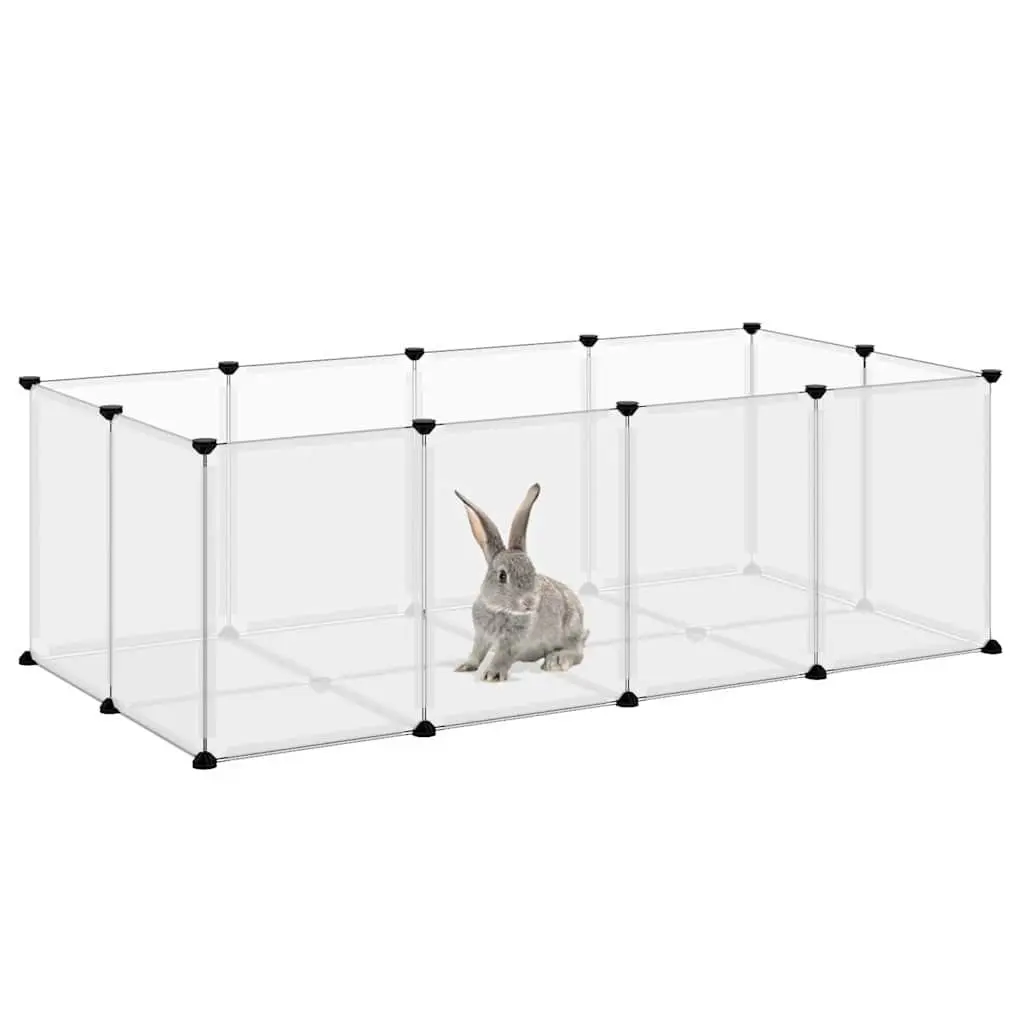 Small Animal Cage Enclosure Play Pen 144 x 74 x 46.5 cm Transparent PP Plastic Steel Frame