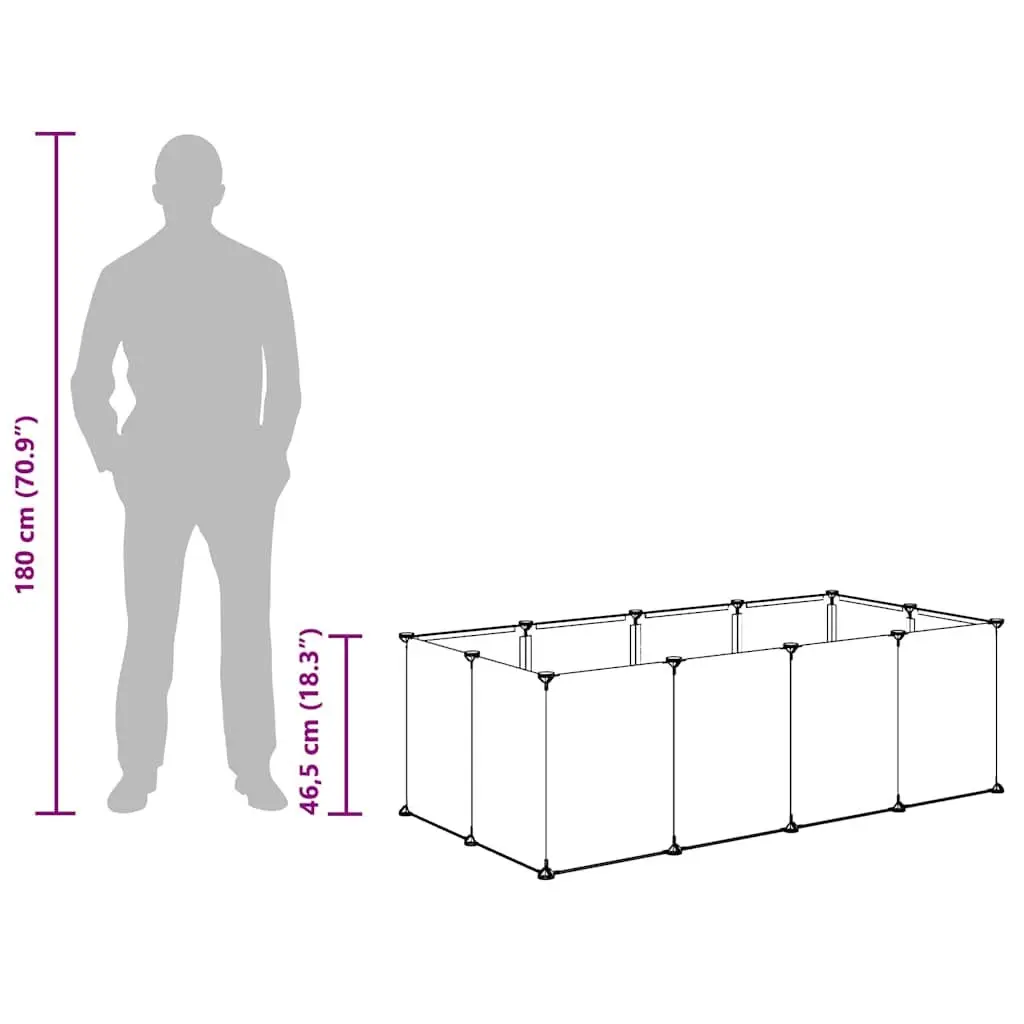 Small Animal Cage Enclosure Play Pen 144 x 74 x 46.5 cm Transparent PP Plastic Steel Frame