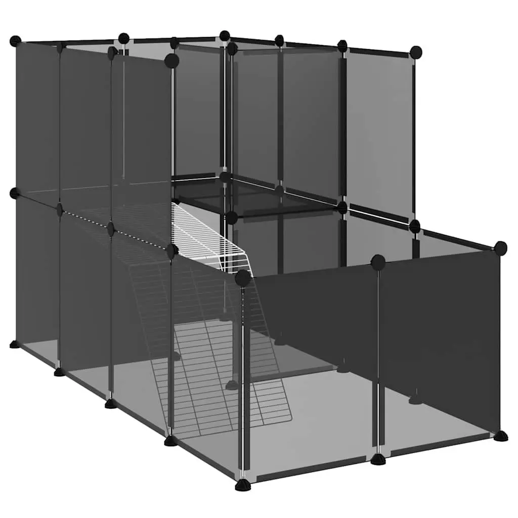 Small Animal Cage Indoor Outdoor Playpen 142 x 74 x 93 cm Black PP Steel Frame