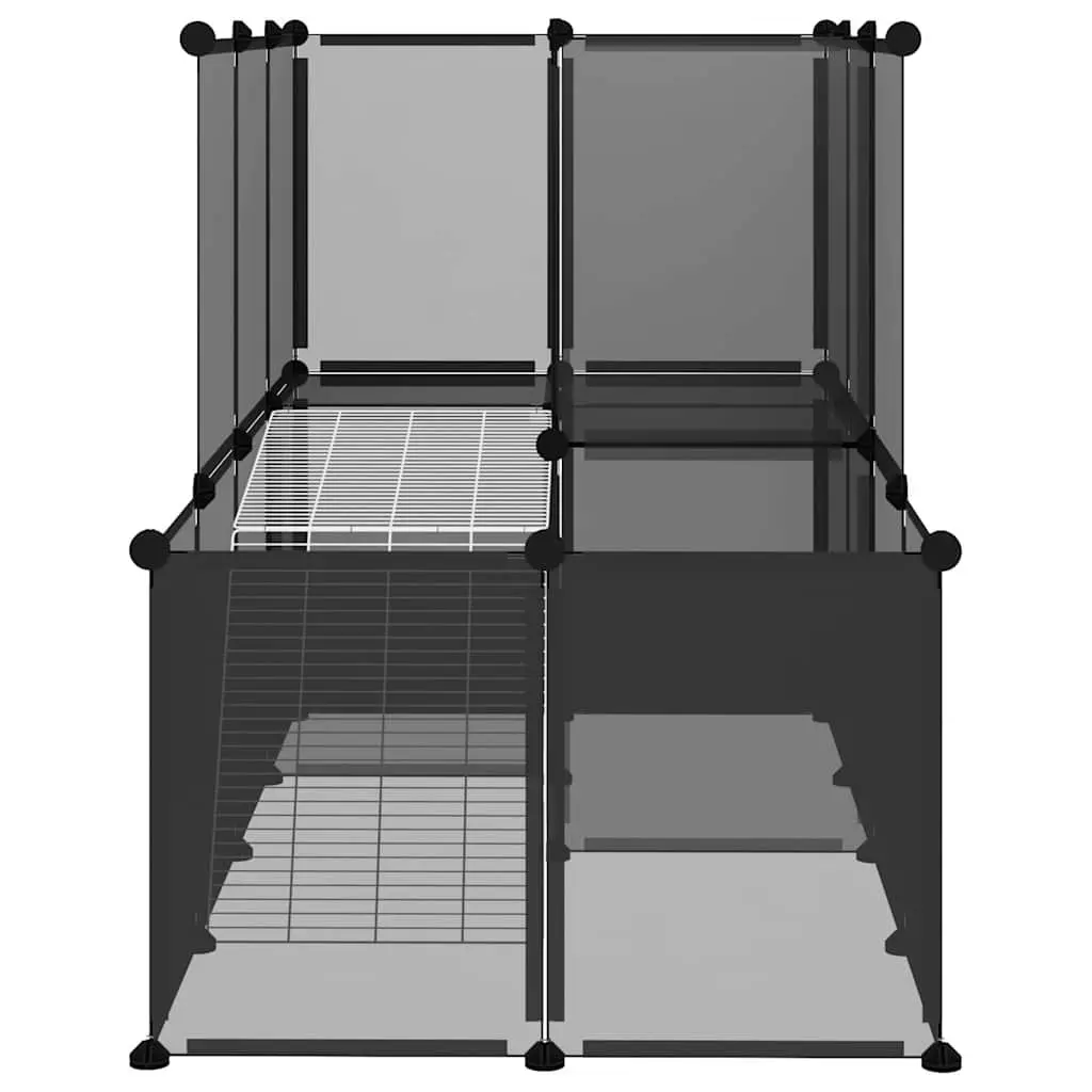 Small Animal Cage Indoor Outdoor Playpen 142 x 74 x 93 cm Black PP Steel Frame