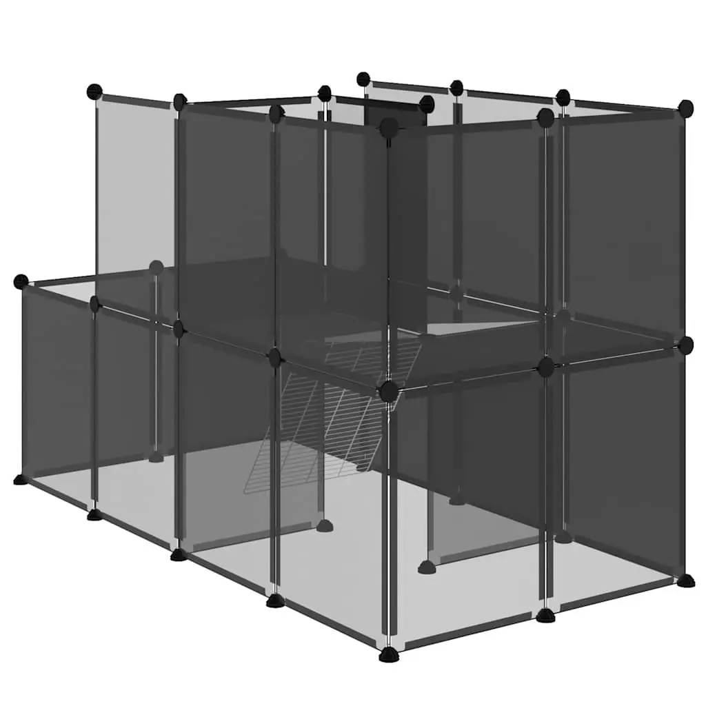 Small Animal Cage Indoor Outdoor Playpen 142 x 74 x 93 cm Black PP Steel Frame