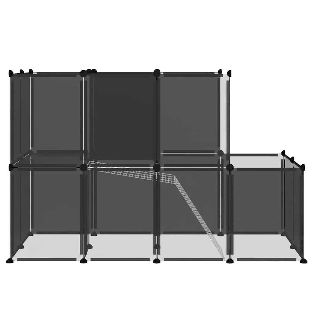 Small Animal Cage Indoor Outdoor Playpen 142 x 74 x 93 cm Black PP Steel Frame