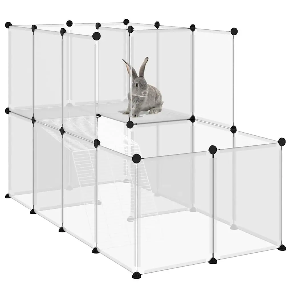 Small Animal Cage Transparent Enclosure with Platform Ladder 142 x 74 x 93 cm