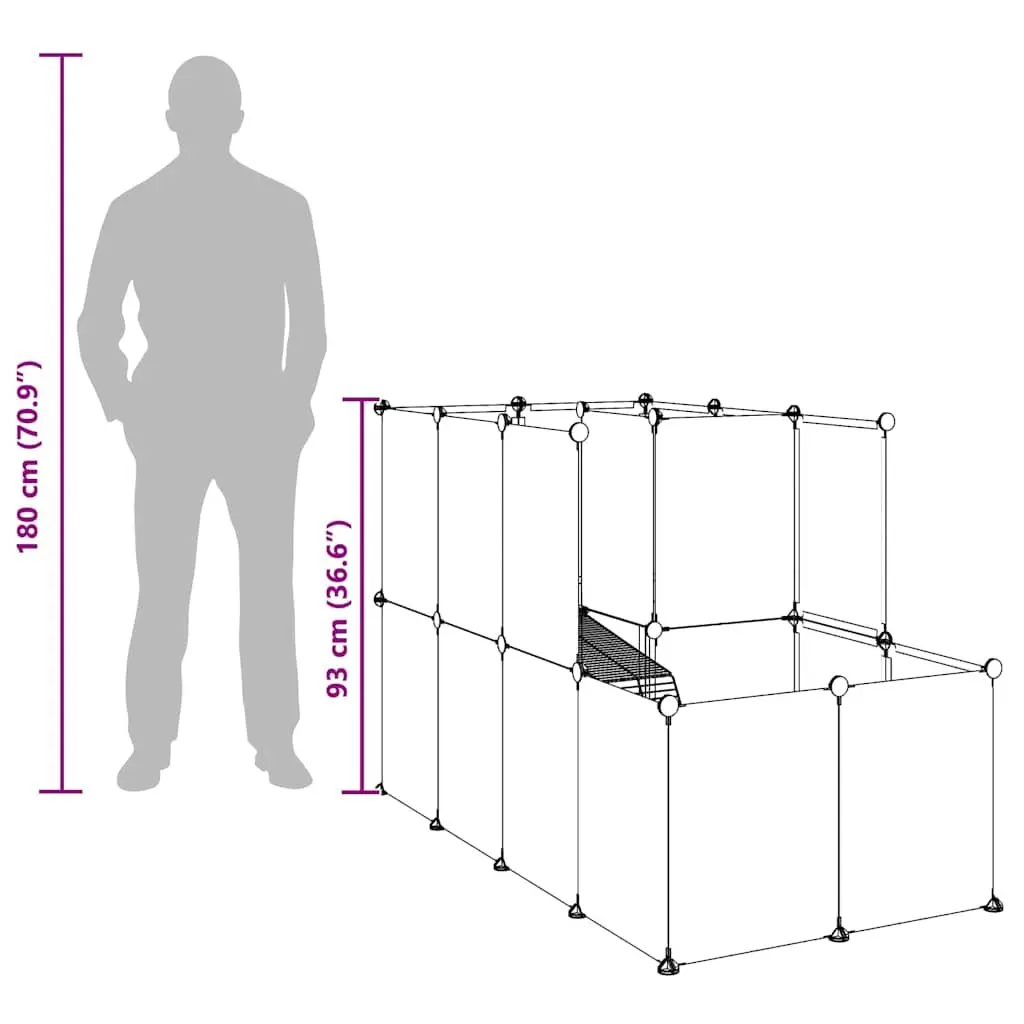 Small Animal Cage Transparent Enclosure with Platform Ladder 142 x 74 x 93 cm