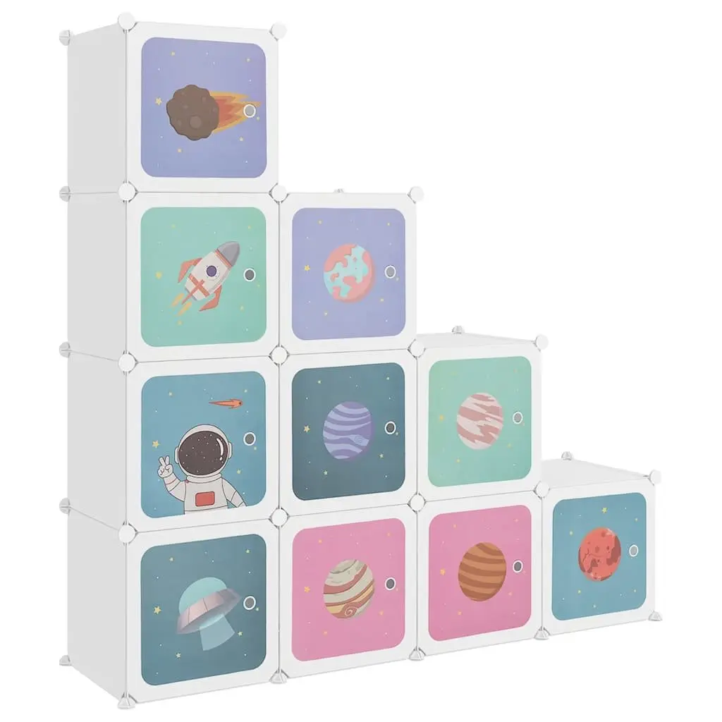 Kids Cube Storage Cabinet 10 Cubes Organiser White