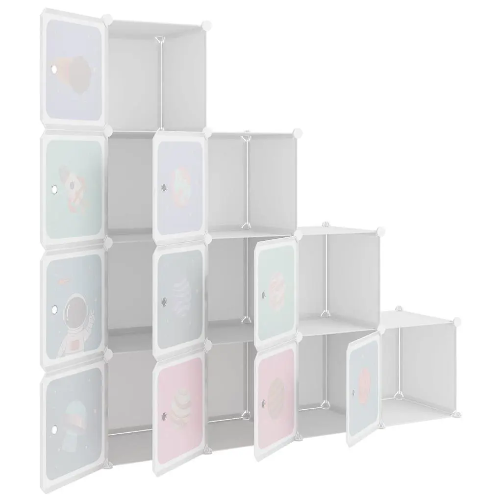 Kids Cube Storage Cabinet 10 Cubes Organiser White