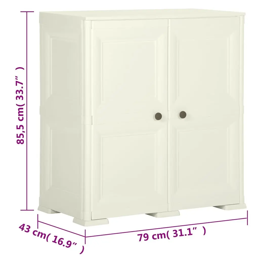 Plastic Storage Cabinet 79x43x85.5 cm Compact Home Organiser Cream Wood Design