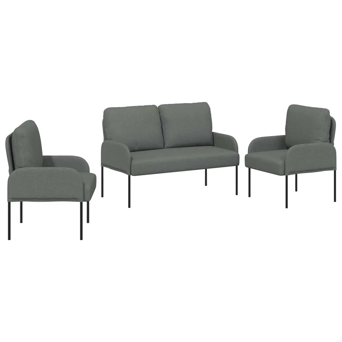 3-Piece Sofa Set Grey Indoor Living Room Furniture Cushion Couch