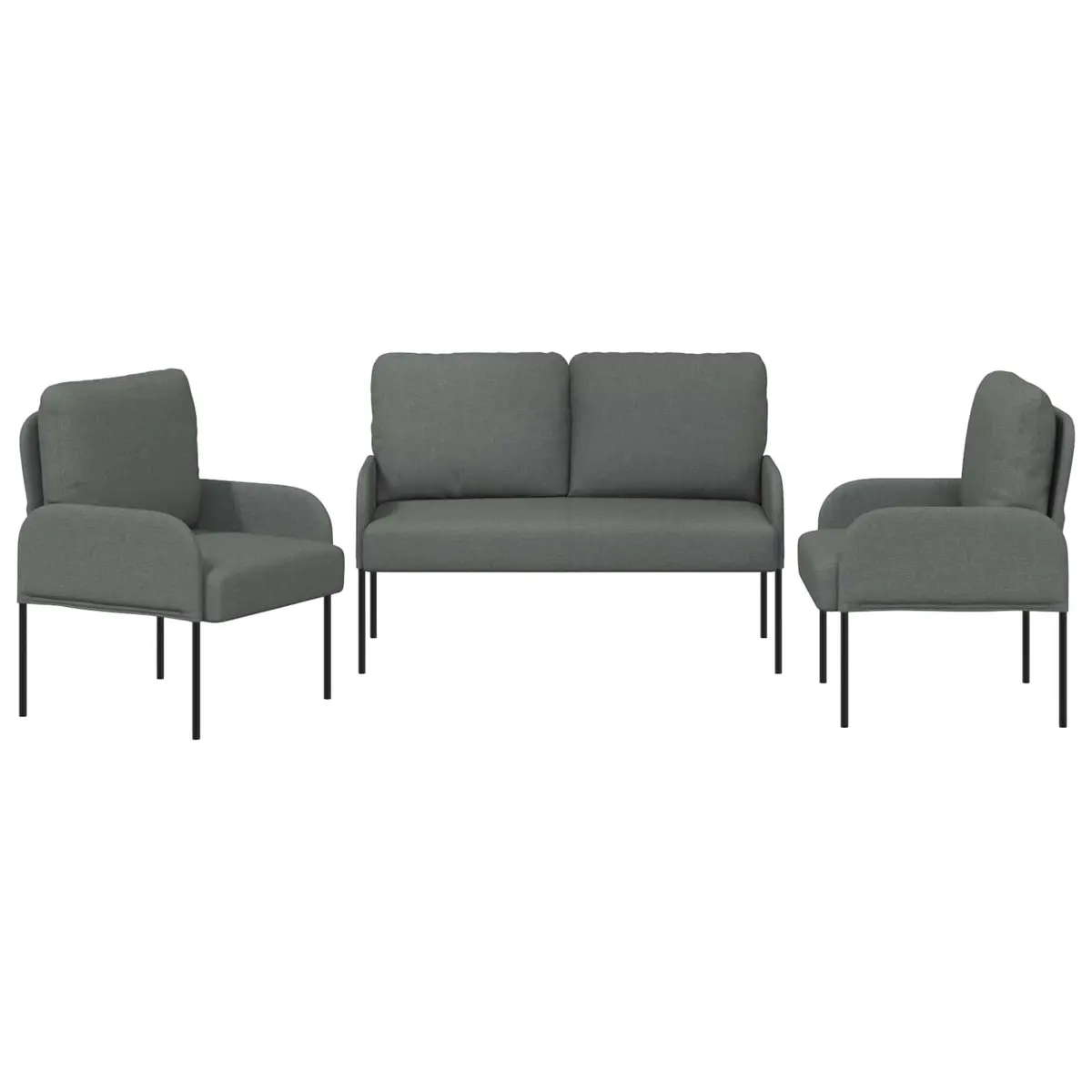 3-Piece Sofa Set Grey Indoor Living Room Furniture Cushion Couch