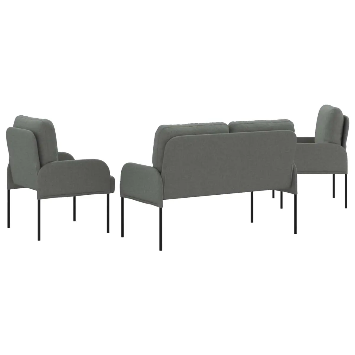 3-Piece Sofa Set Grey Indoor Living Room Furniture Cushion Couch
