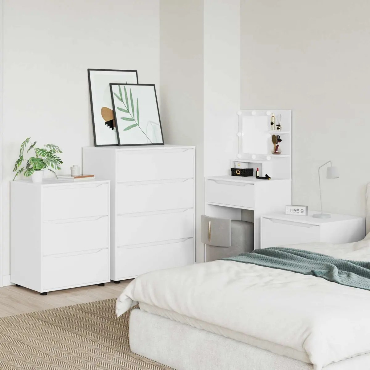 Storage Cabinet White 80x48x105cm Engineered Wood Bedroom Living Room Drawers