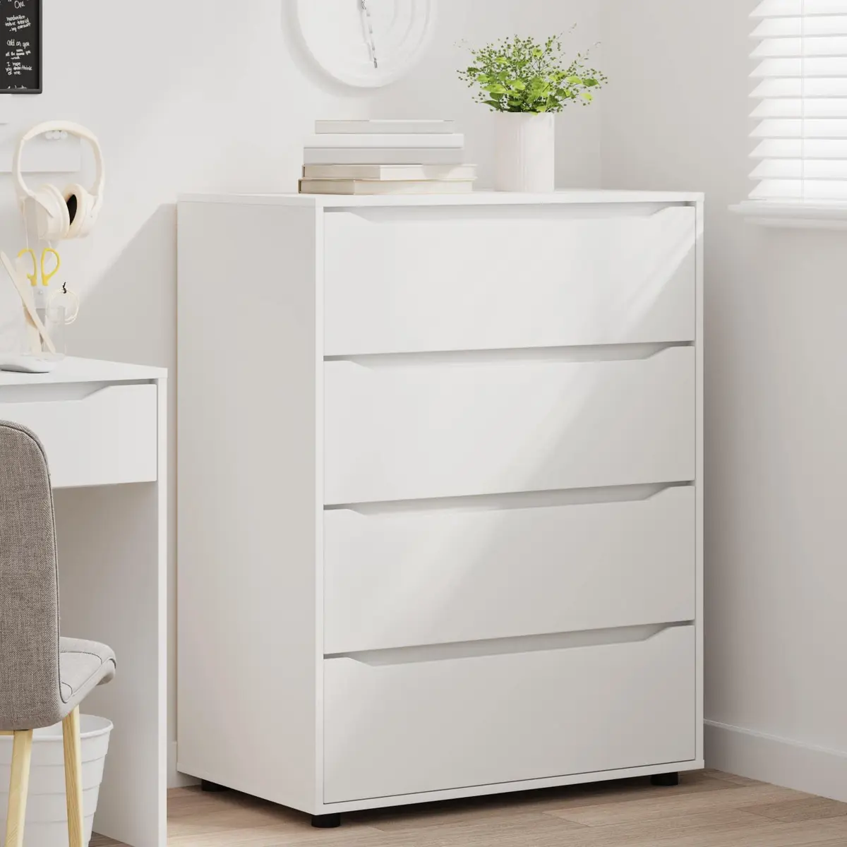 Storage Cabinet White 80x48x105cm Engineered Wood Bedroom Living Room Drawers