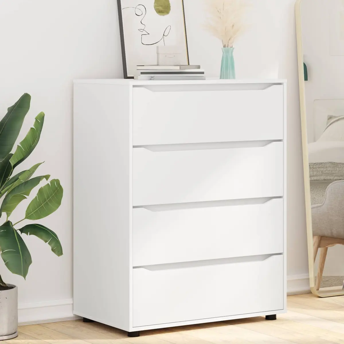 Storage Cabinet White 80x48x105cm Engineered Wood Bedroom Living Room Drawers