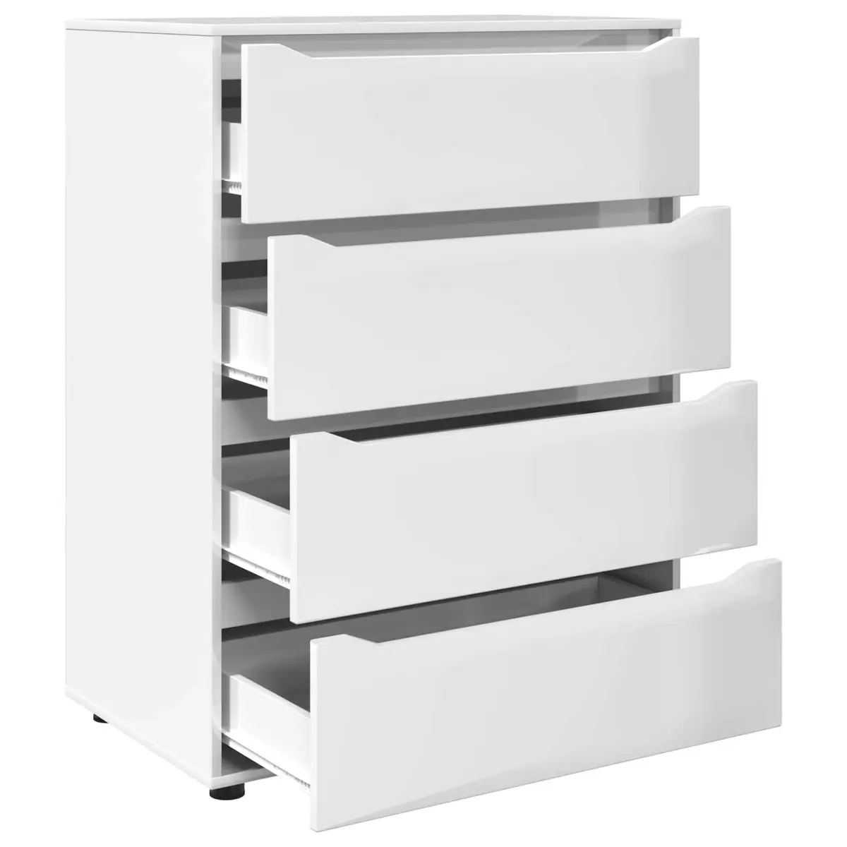 Storage Cabinet Drawer Organiser High Gloss White Engineered Wood 80 x 48 x 105 cm