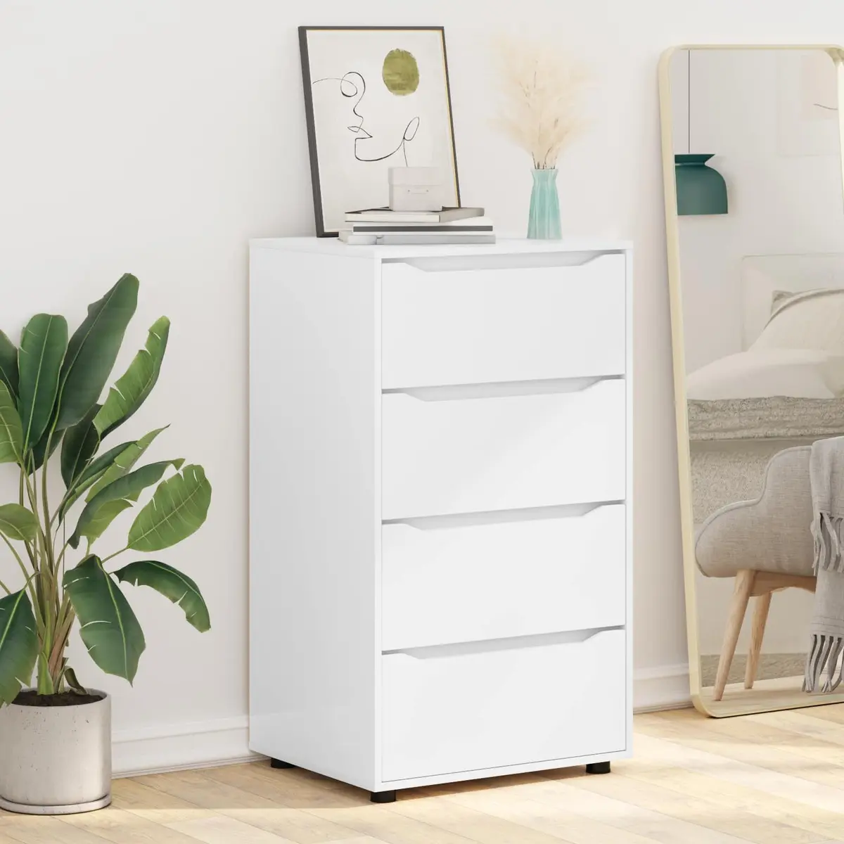 Storage Cabinet White Engineered Wood 60 x 48 x 105 cm Bedroom Living Room