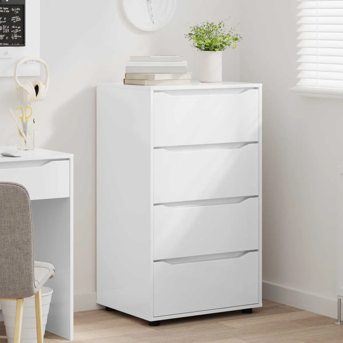 Storage Cabinet High Gloss White Organizer 60 x 48 x 105 cm