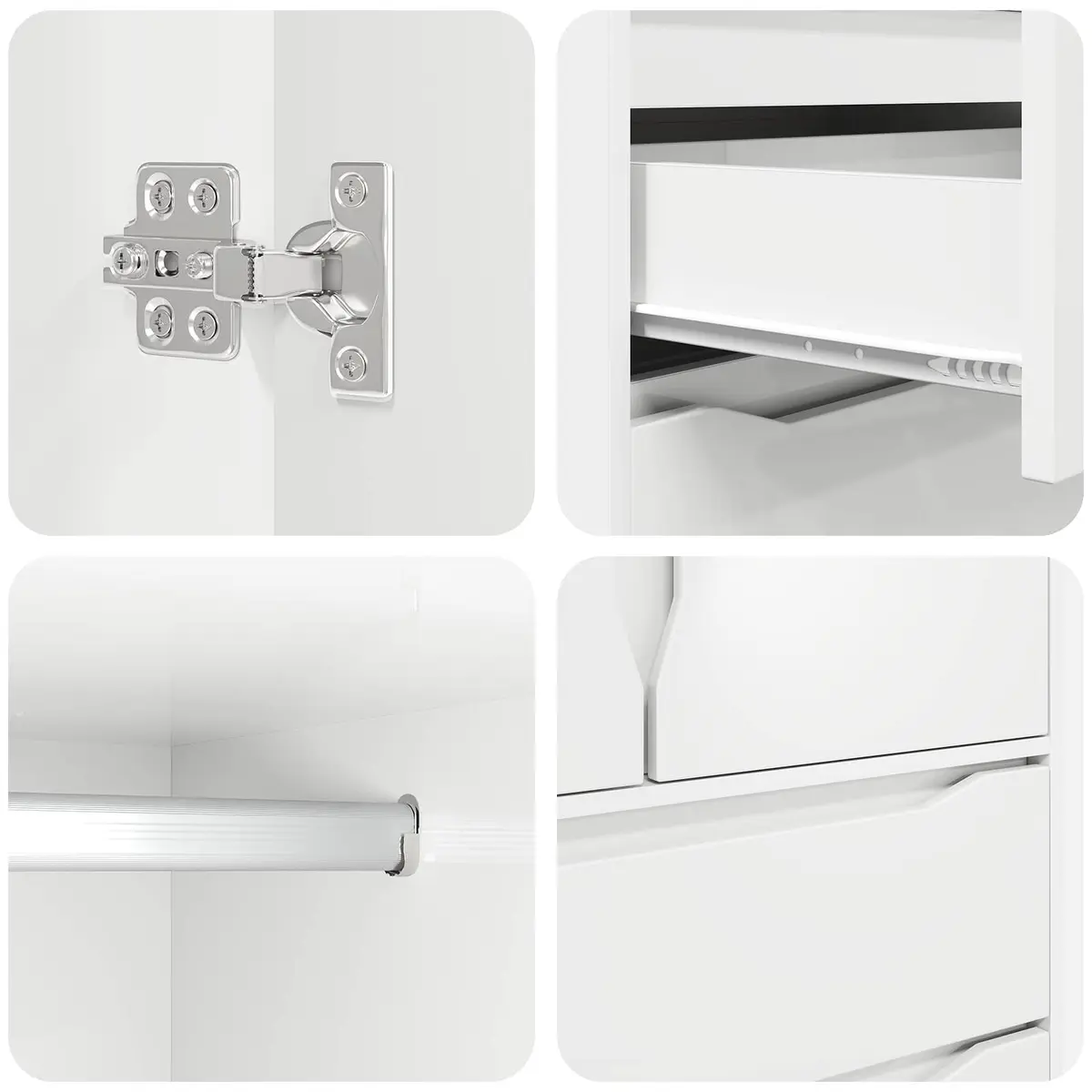 Wardrobe Cabinet Bedroom Storage Engineered Wood White 79.5 x 49 x 156 cm