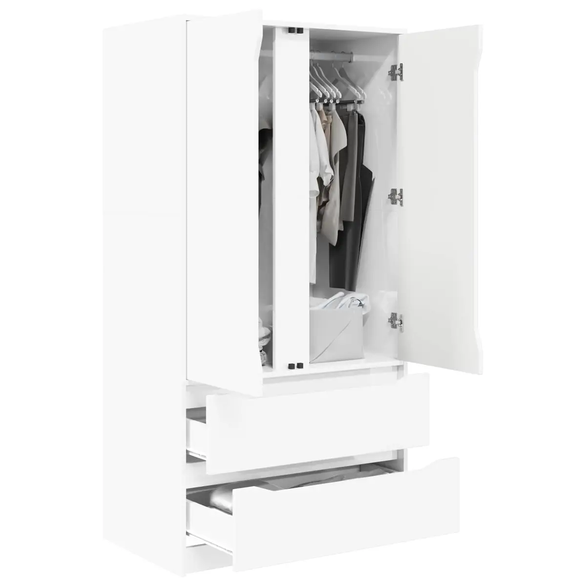 Wardrobe Storage Cupboard 79.5 x 49 x 156 cm High Gloss White