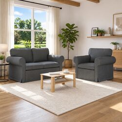 Value-Focused 2-Piece Grey Sofa Set with Durable Design