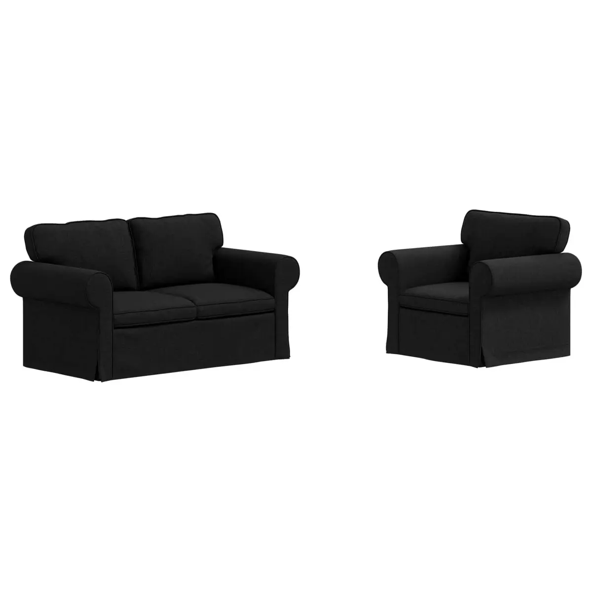 2 Piece Modular Sofa Set Black Contemporary Living Room Seating Fabric Couch