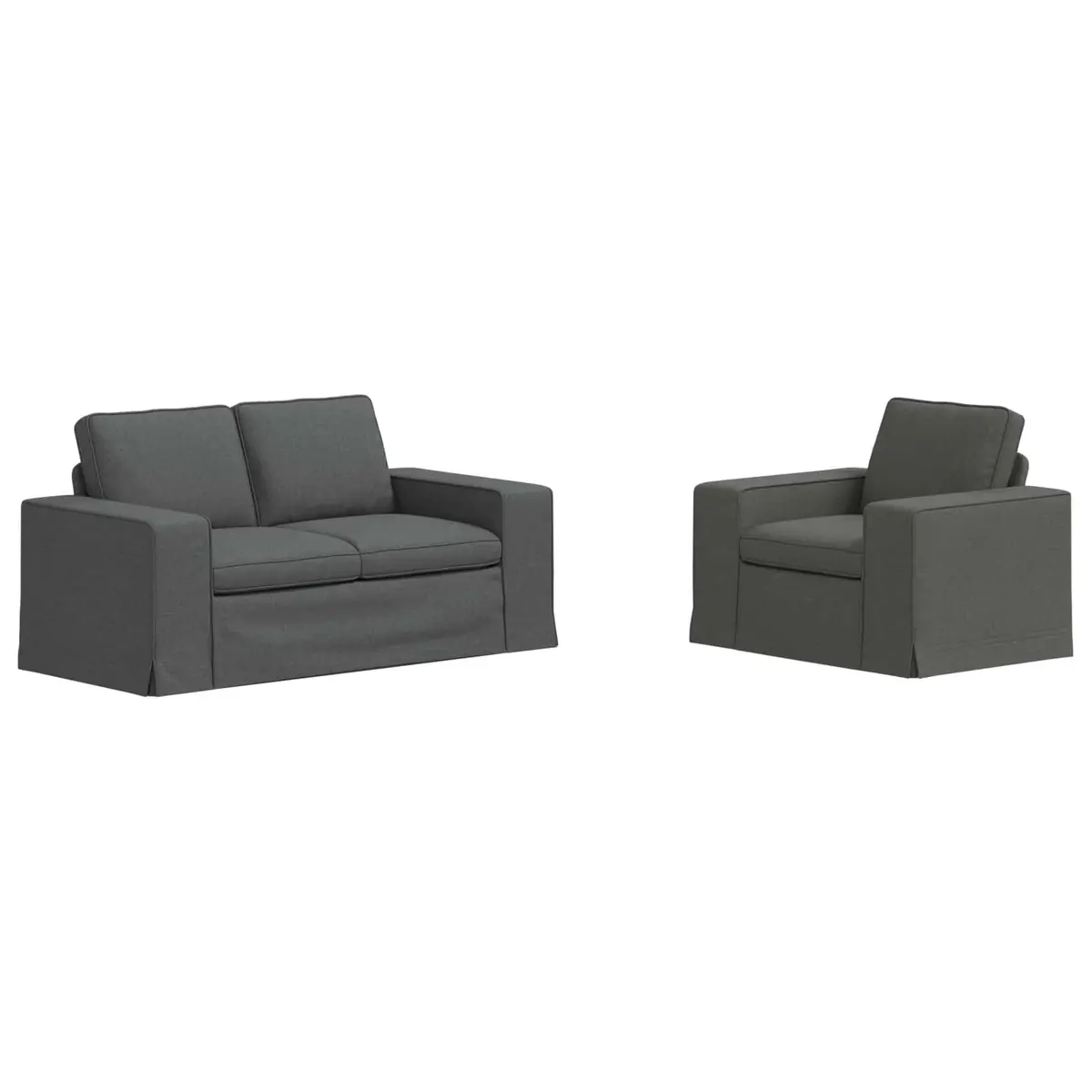 Modular Sectional Sofa Grey Fabric Couch 2 Piece Living Room Furniture