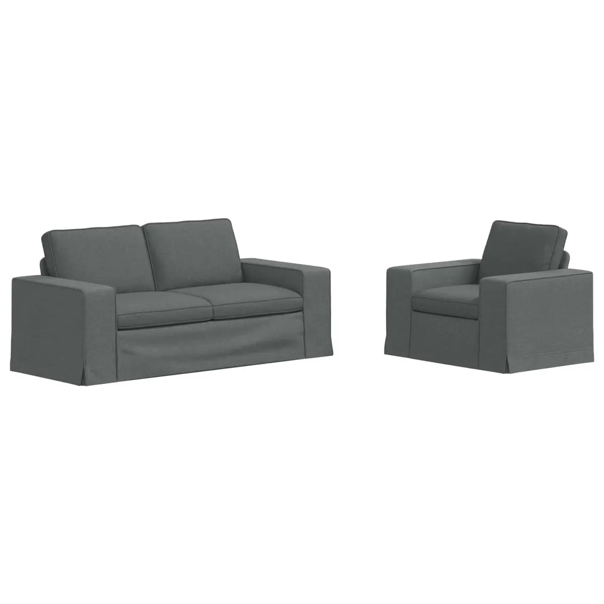 Modular Sofa Set Sectional Living Room Furniture 2 Piece Grey Fabric