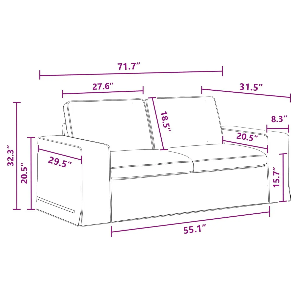 Modular Sofa Set Sectional Living Room Furniture 2 Piece Grey Fabric