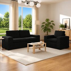 Comfortable and Practical Black Sofa Set for Living Areas