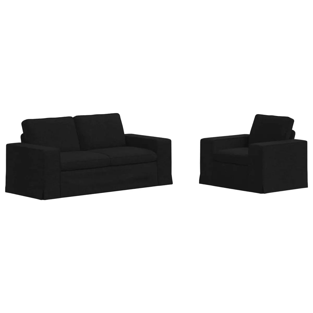 Modular Sofa Set 2 pcs Black Fabric Couch Living Room Furniture