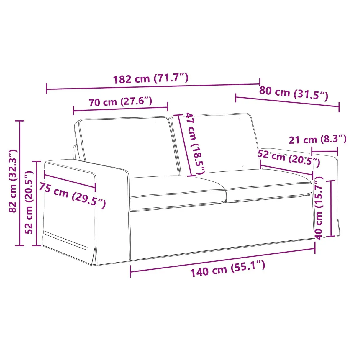 Modular Sofa Set 2 pcs Black Fabric Couch Living Room Furniture