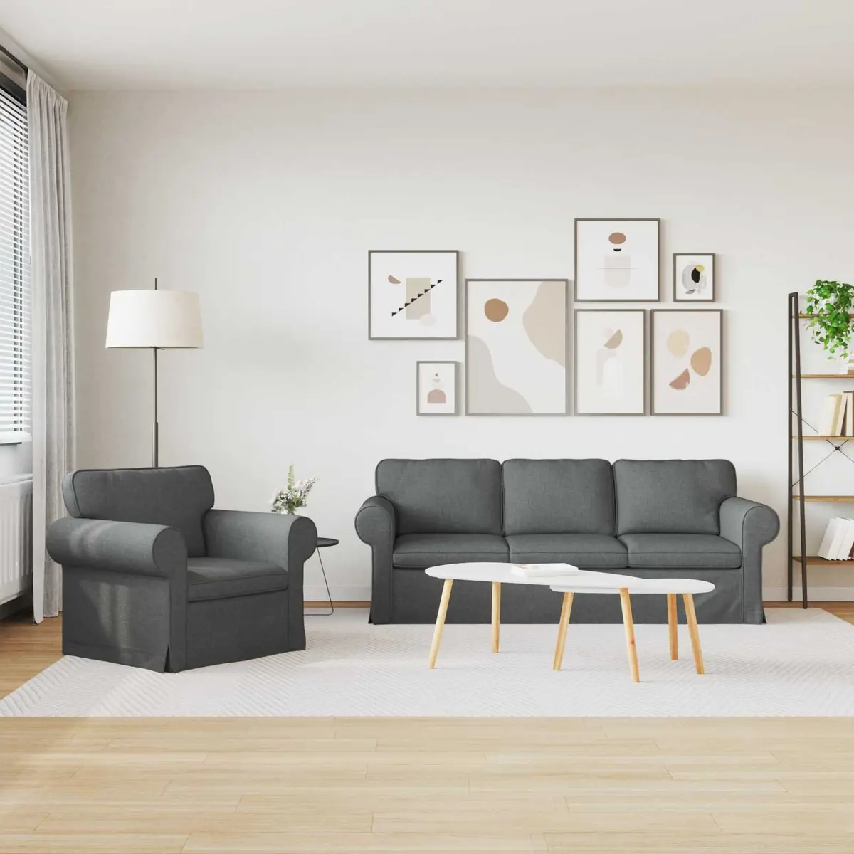 Sofa Set 2 pcs Grey Modular Living Room Furniture Modern Contemporary Design