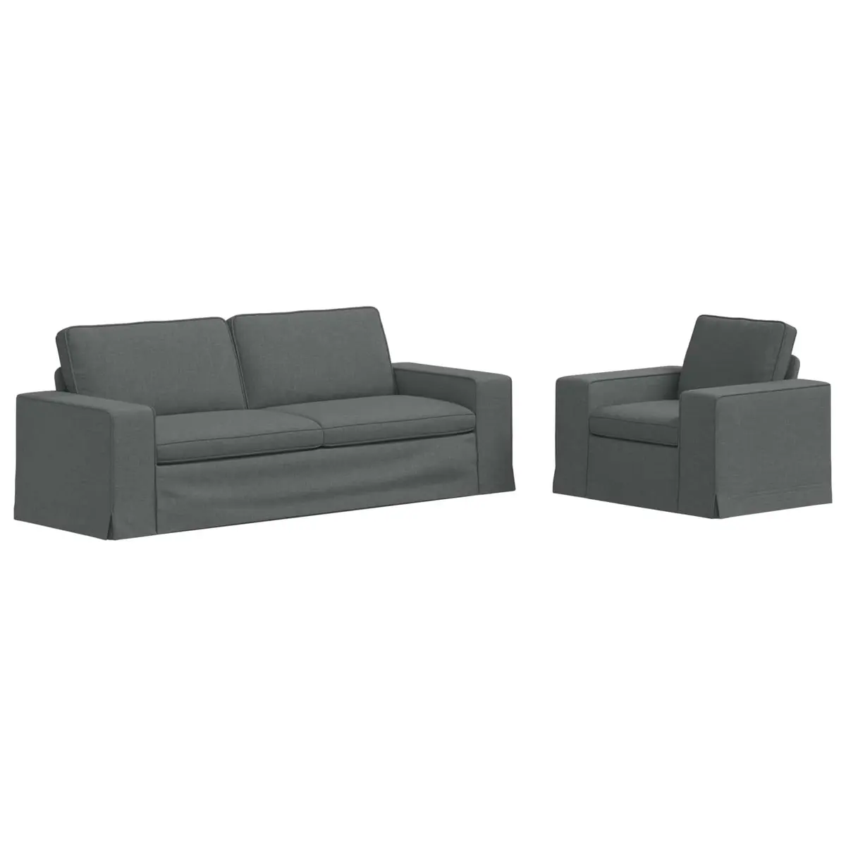 Sofa Set Modular Lounge Couch 2 pcs Dark Grey Fabric Living Room Furniture