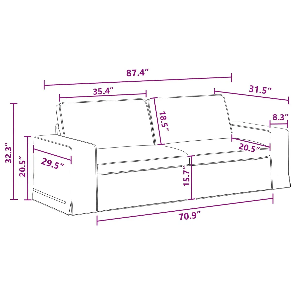 Sofa Set Modular Lounge Couch 2 pcs Dark Grey Fabric Living Room Furniture