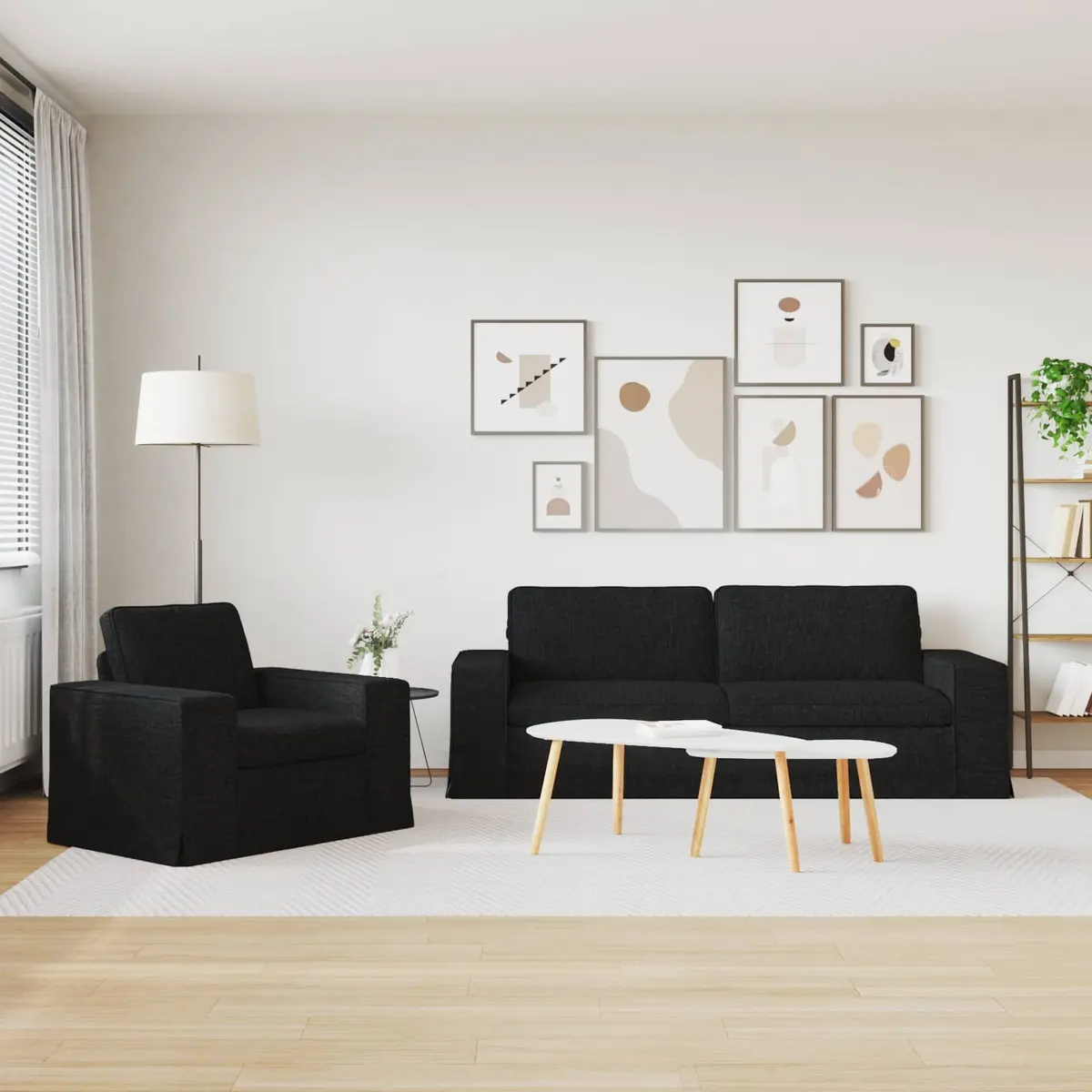 Sofa Set Modular Sectional Lounge Couch 222cm Black