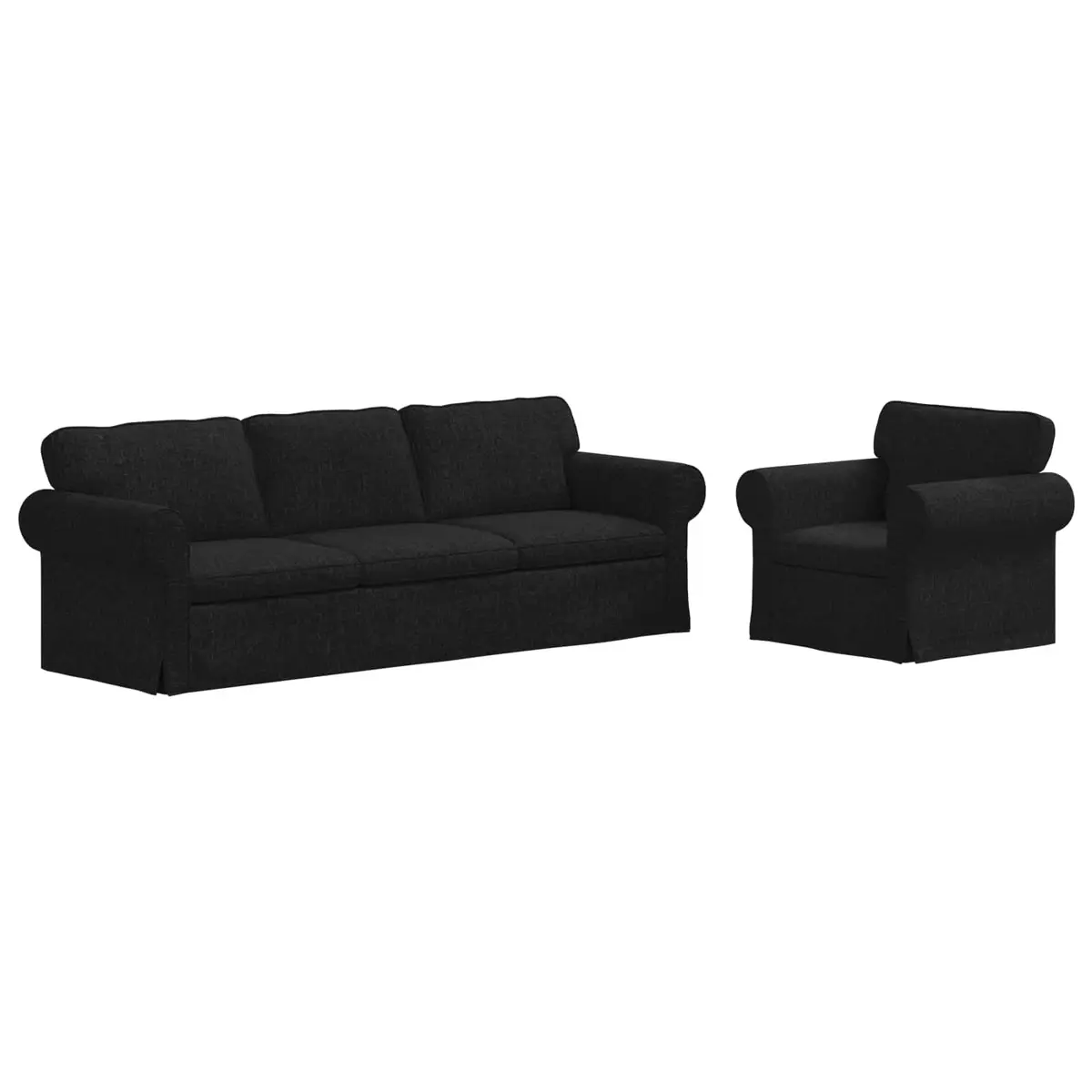 Sofa Set 2 Pieces Black Modular Living Room Furniture Contemporary Design 245cm