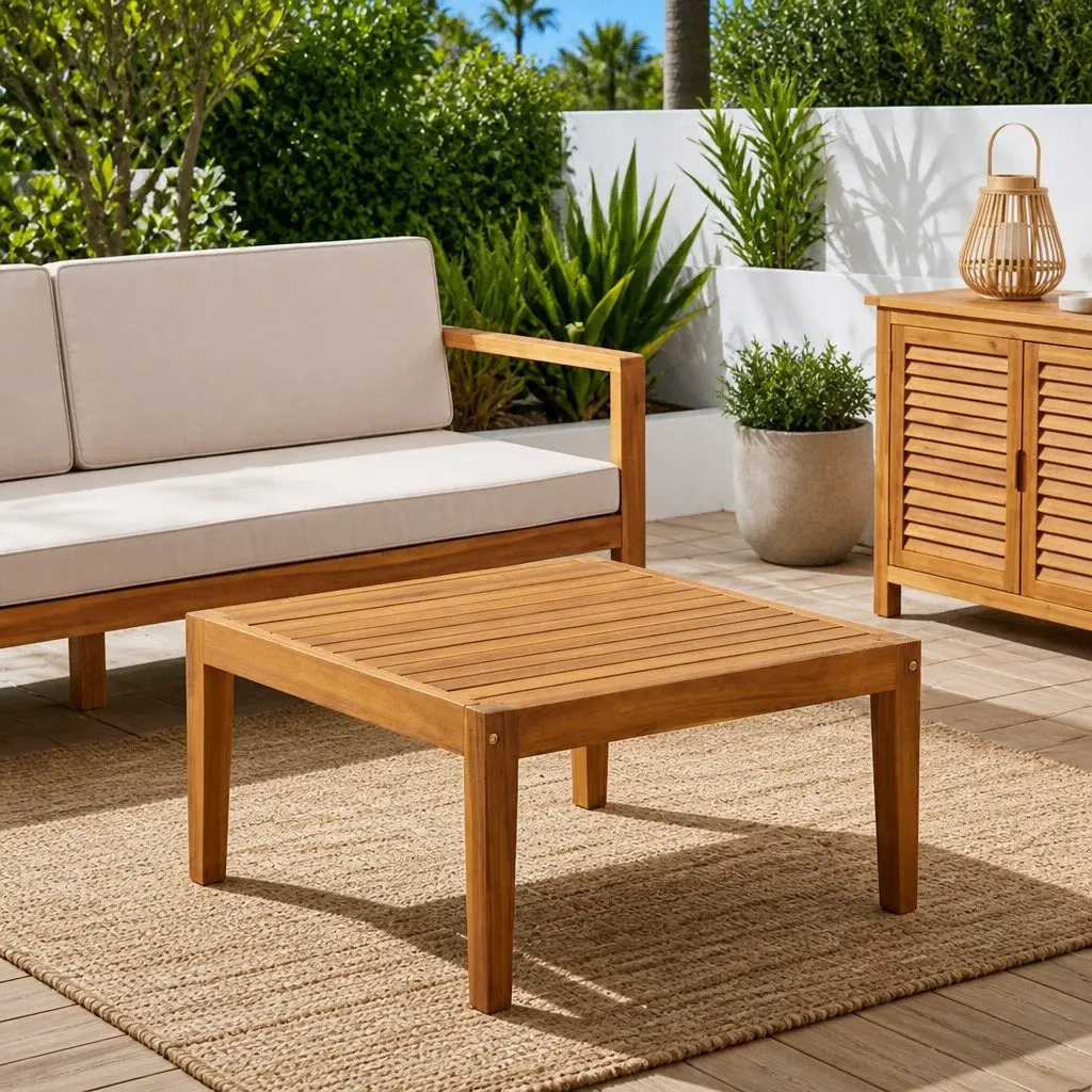 Garden Table Outdoor Dining Side Table 60 x 60 x 30 cm Brown Solid Acacia Wood