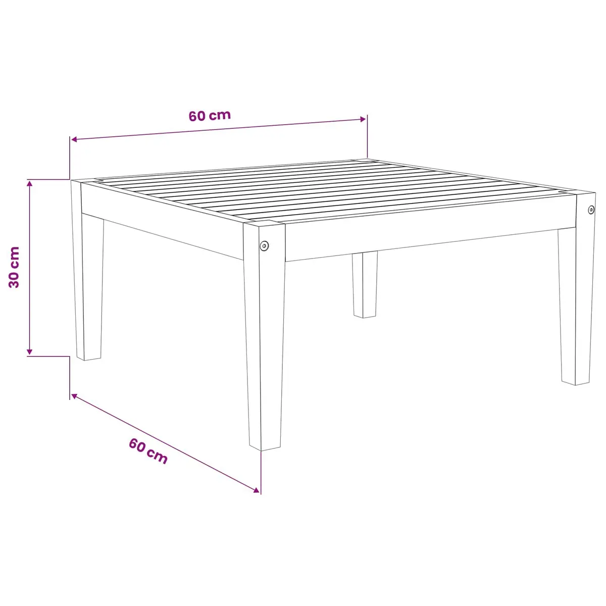 Garden Table Outdoor Dining Side Table 60 x 60 x 30 cm Brown Solid Acacia Wood