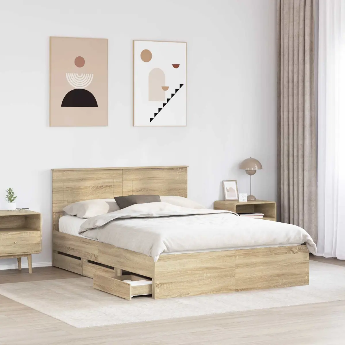 Bed Frame with Integrated Storage for Comfort 150x200cm