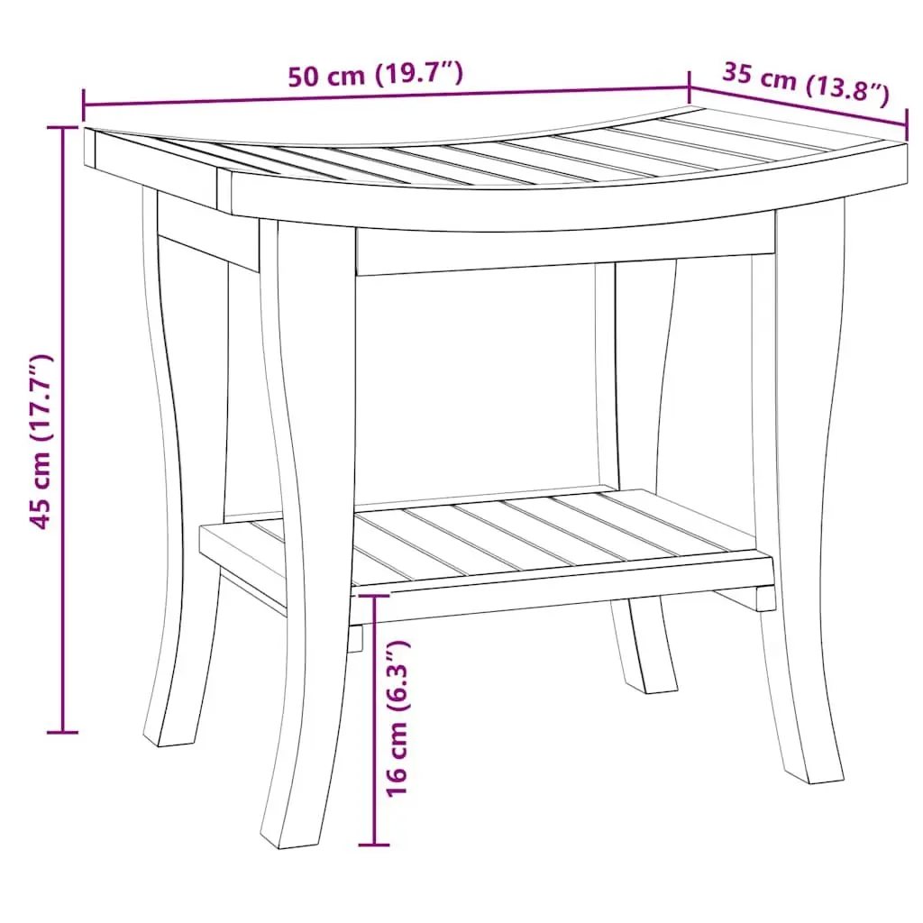 Wooden Bathroom Side Table Shower Storage Shelf 50x35x45cm Brown