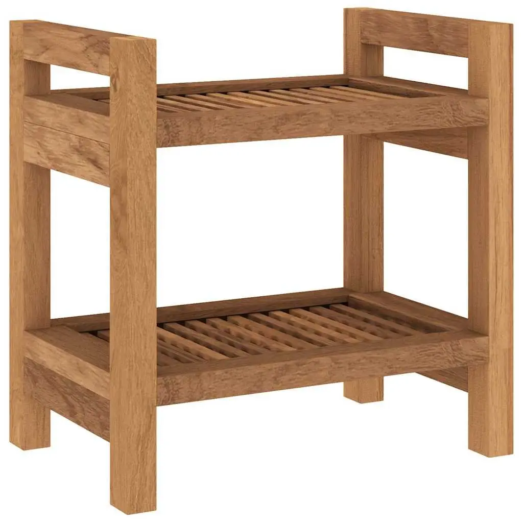 Bathroom Side Table Storage Shelf 45x30x45 cm Teak Wood Brown