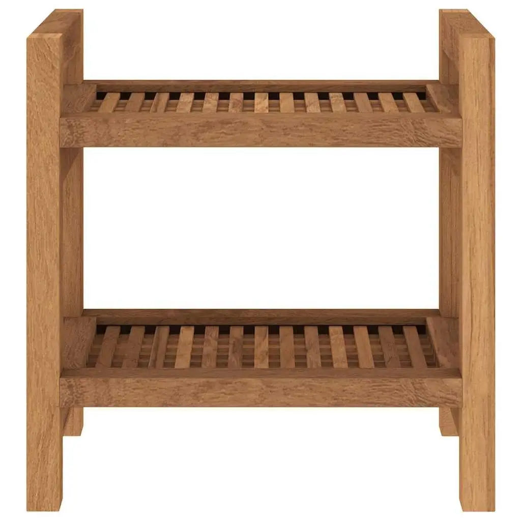 Bathroom Side Table Storage Shelf 45x30x45 cm Teak Wood Brown