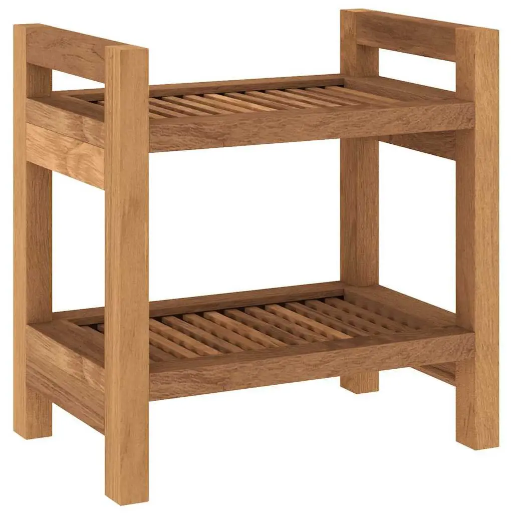 Bathroom Side Table Storage Shelf 45x30x45 cm Teak Wood Brown
