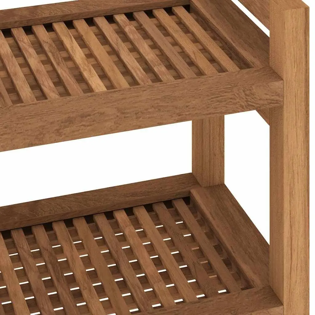 Bathroom Side Table Storage Shelf 45x30x45 cm Teak Wood Brown