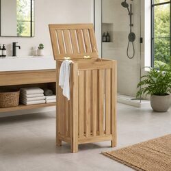Reliable and Practical Solid Wood Laundry Basket