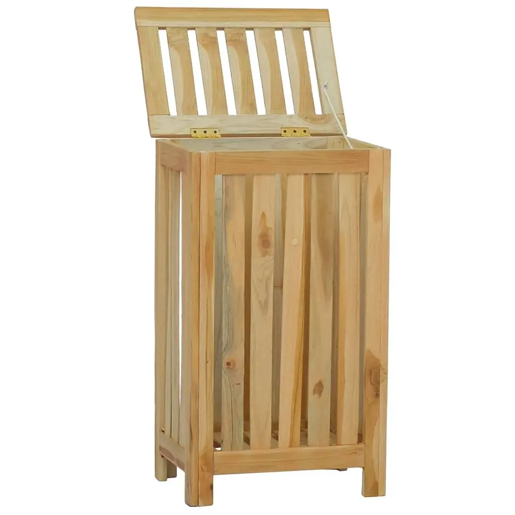 Laundry Basket Solid Wood Wash Bin Brown 35 x 25 x 60 cm