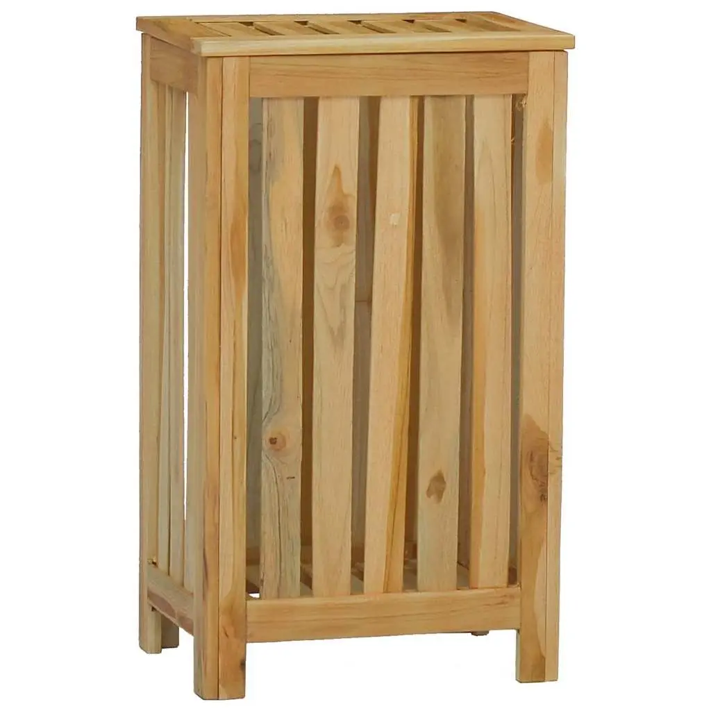 Laundry Basket Solid Wood Wash Bin Brown 35 x 25 x 60 cm