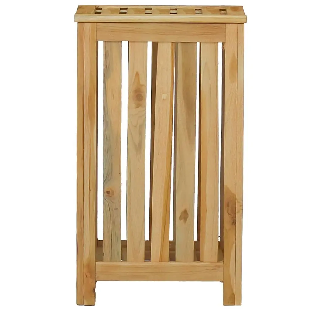 Laundry Basket Solid Wood Wash Bin Brown 35 x 25 x 60 cm